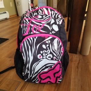 Fox Racing, pink/black full size back pack, gently used - good condition.